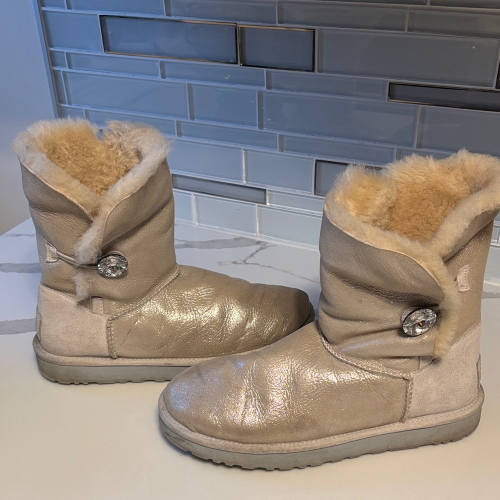 Authentic UGG Cream/Silver Shearling Boots